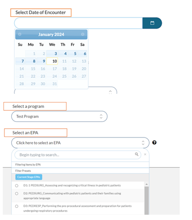 date of encounter and epa screen