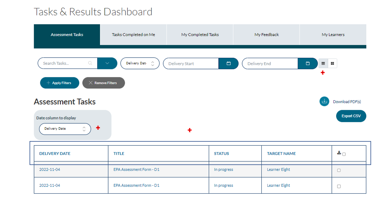 Elentra tasks & results dashboard