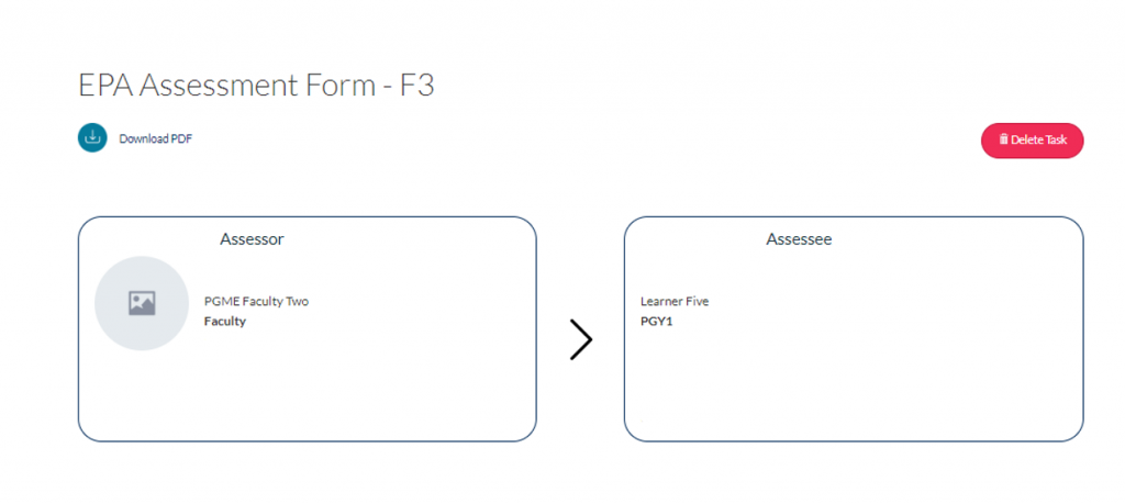 view specific details of assessment screen