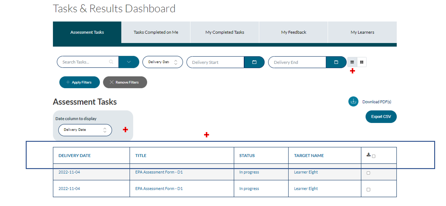 navigating tasks and results