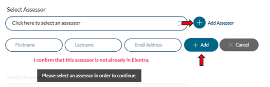 Add Assessor screenshot
