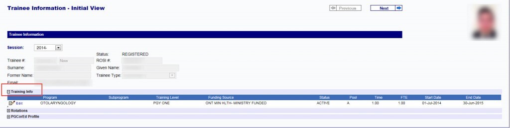 trainee info initial view add trainee rotations