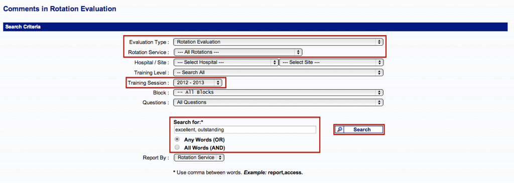 evaluation comments