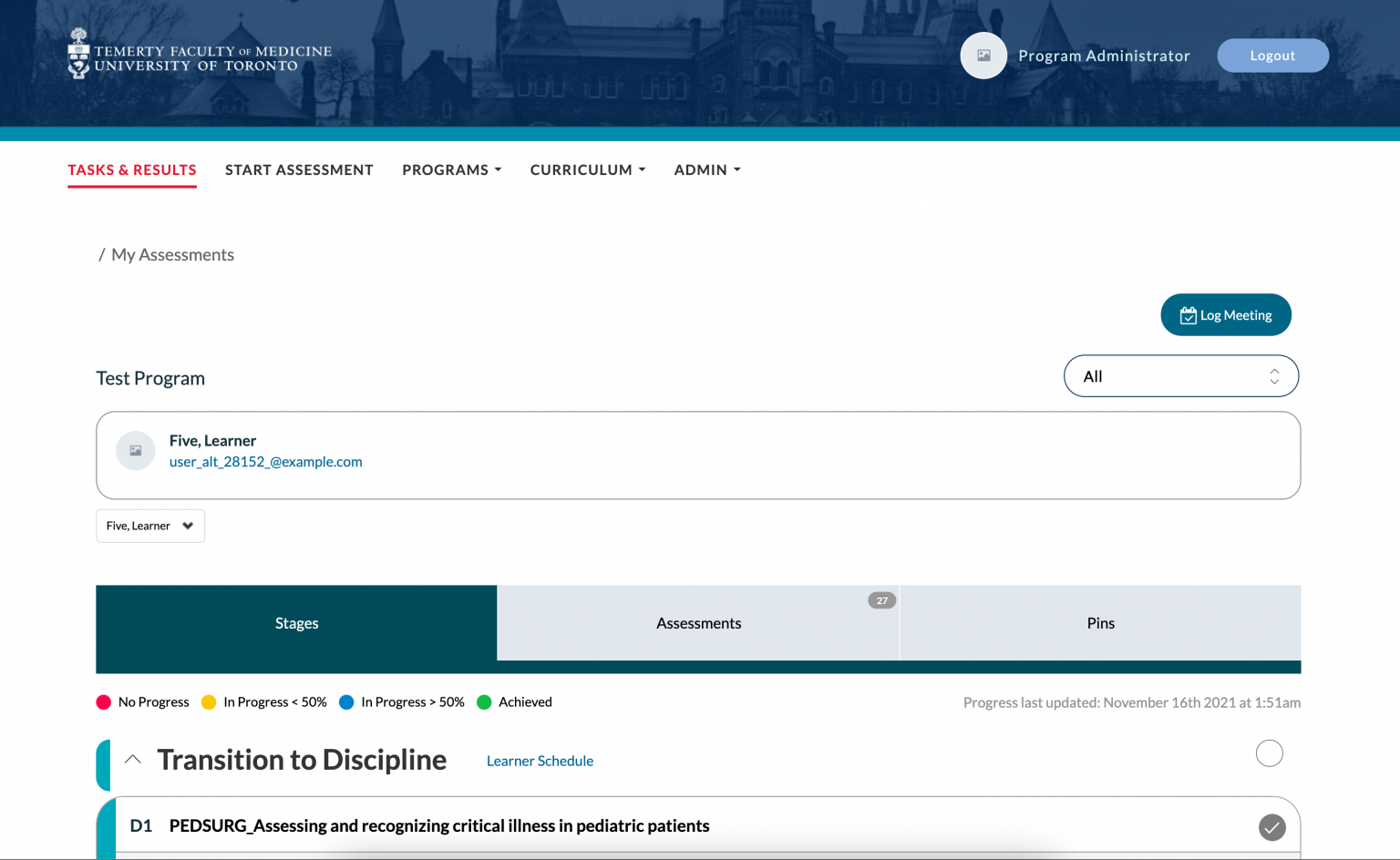 learner CBME dashboard