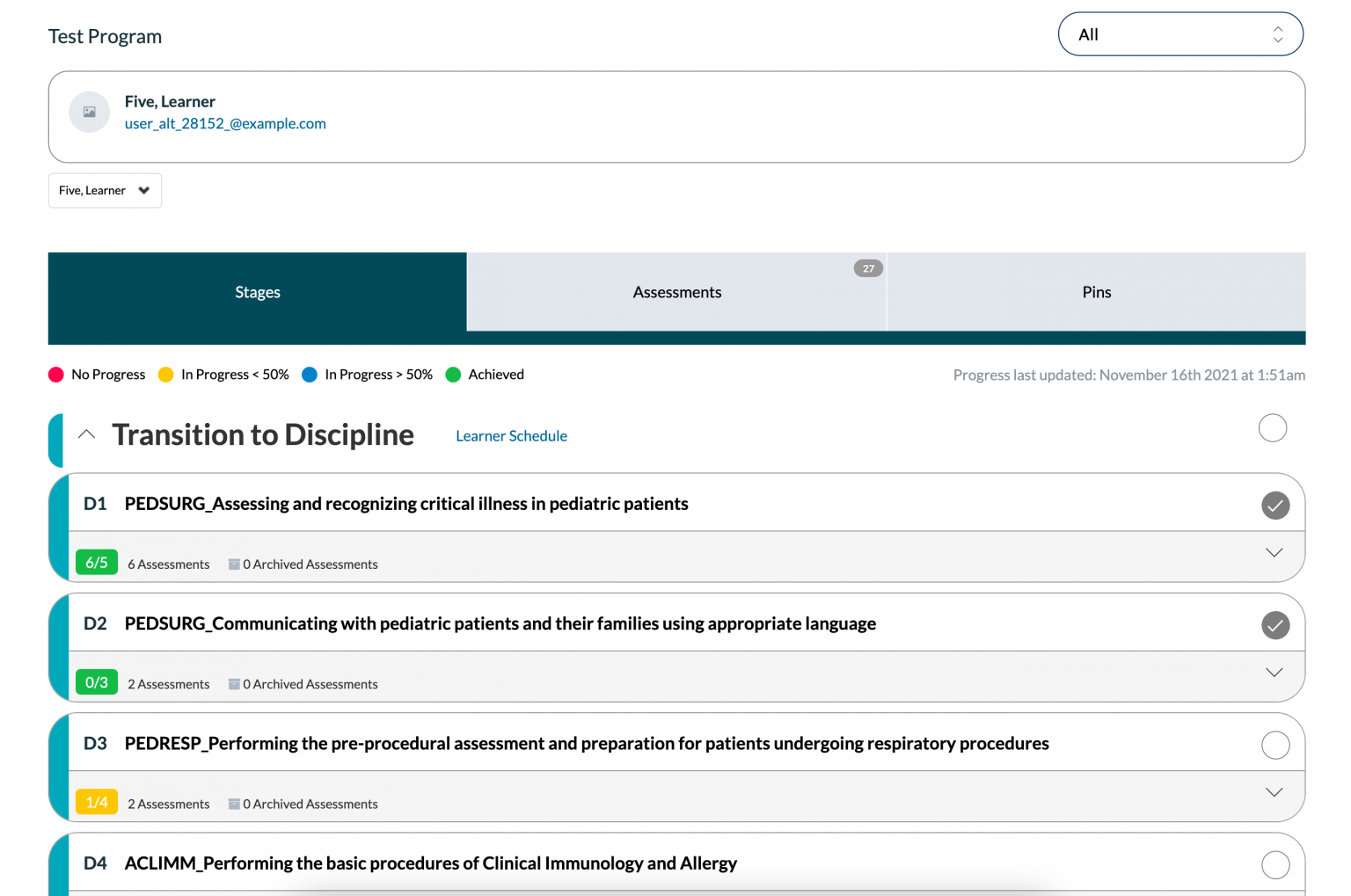 Learner Dashboard