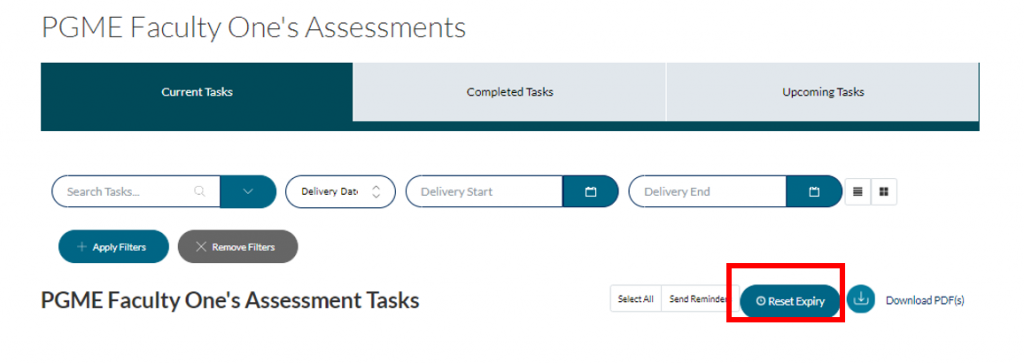 Resetting expired assessments