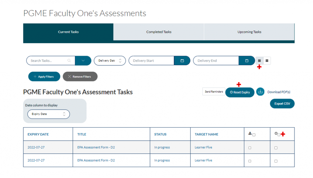 Resetting expired assessments