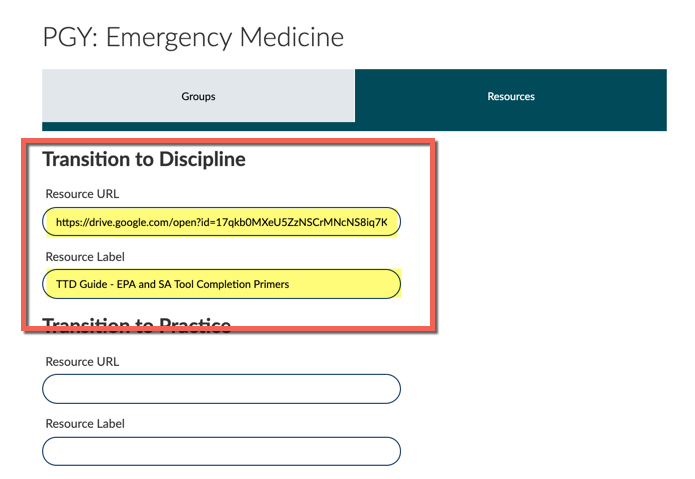 add URL to CBME dashboard screen