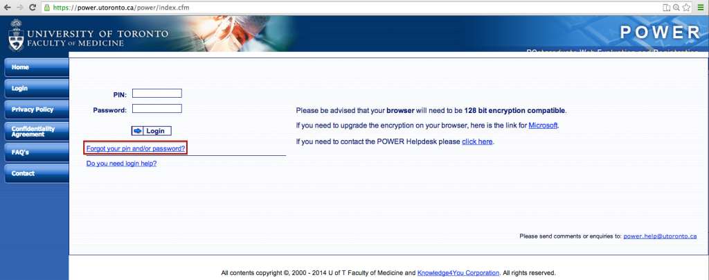 Learners login screen