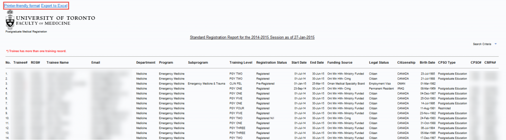 standard registration